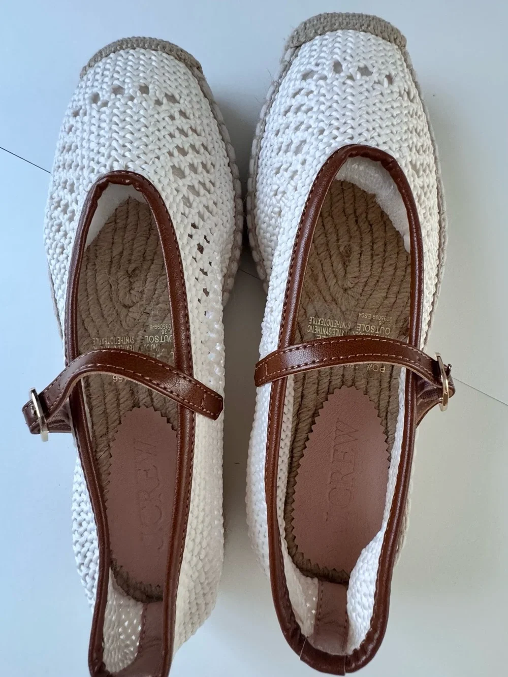 J. Crew Made-in-Spain Sophie Mary Jane espadrilles with crochet